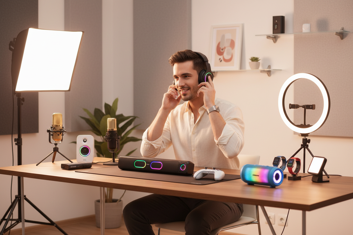 Male model headphones collection image