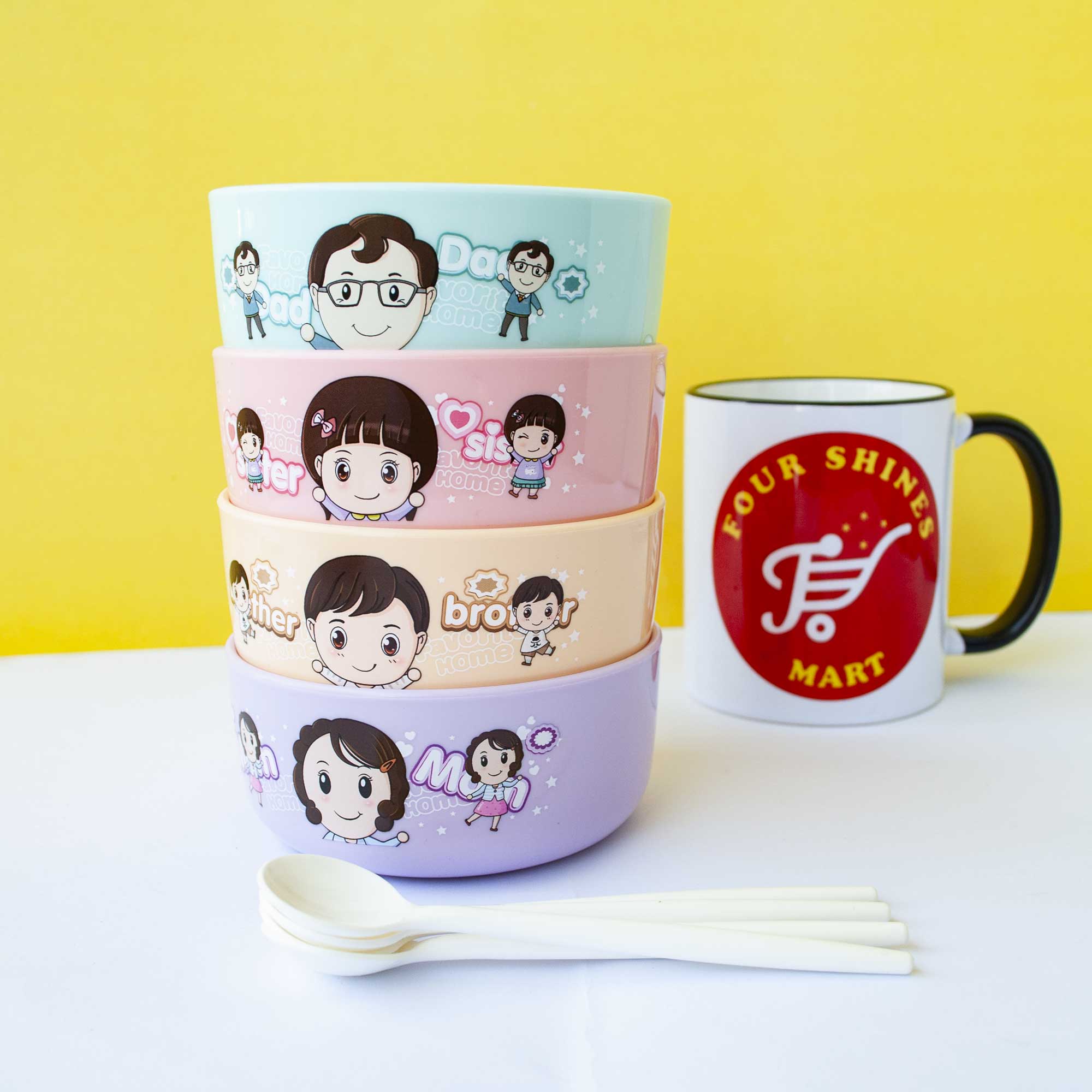 Plastic Bowls Imported (Set of 4Pcs) - Cartoon Paradise
