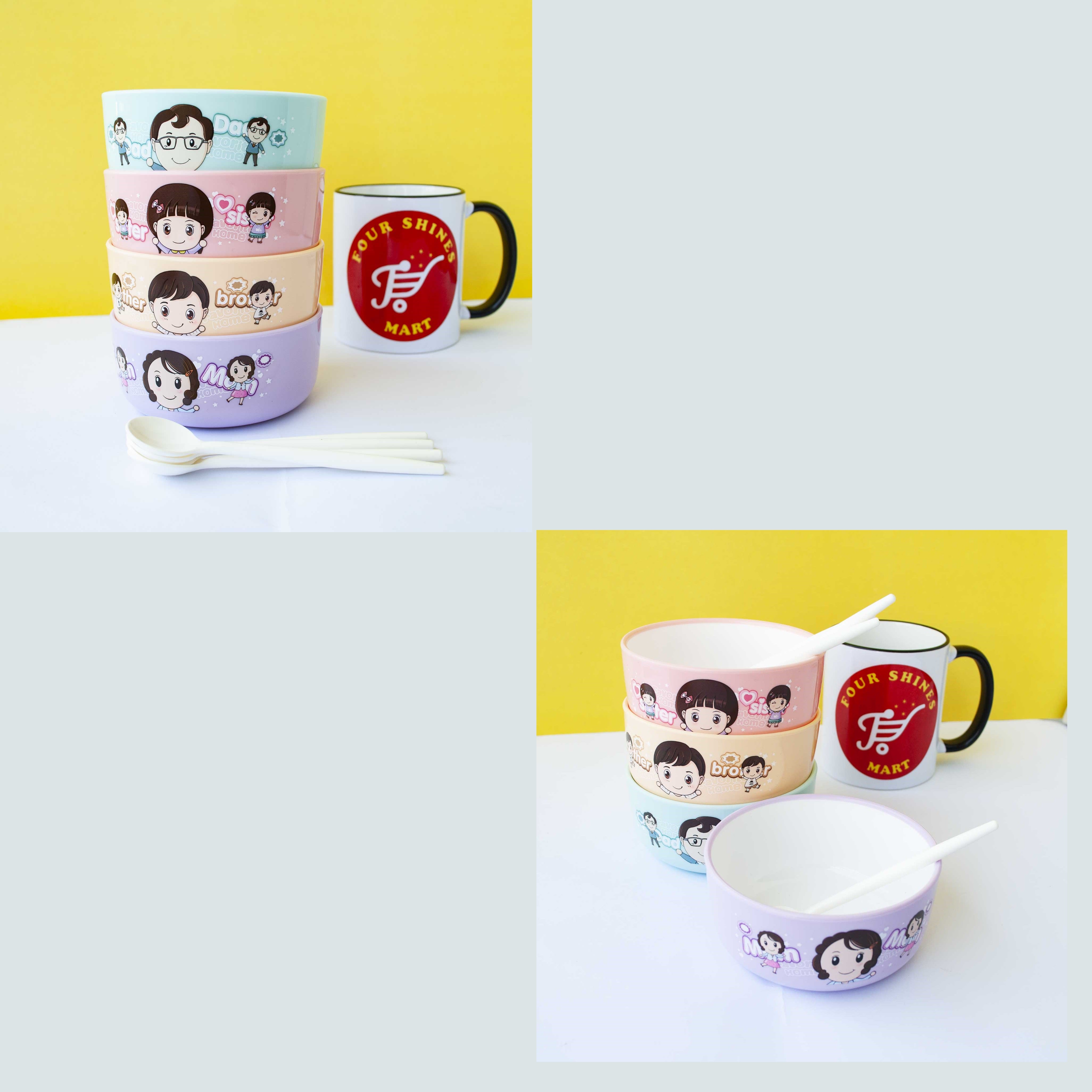 Plastic Bowls Imported (Set of 4Pcs) - Cartoon Paradise