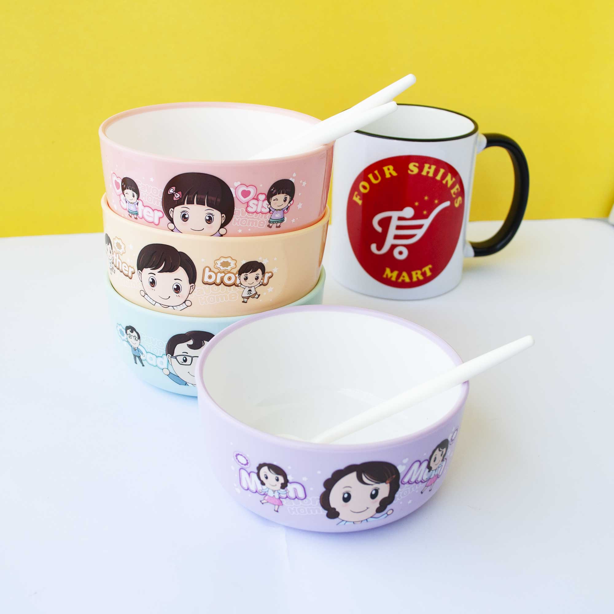 Plastic Bowls Imported (Set of 4Pcs) - Cartoon Paradise