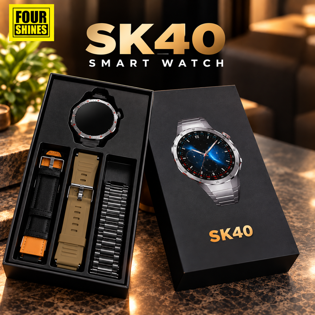 Kalobee SK40 Smart Watch | AMOLED Display with 3 Interchangeable Straps