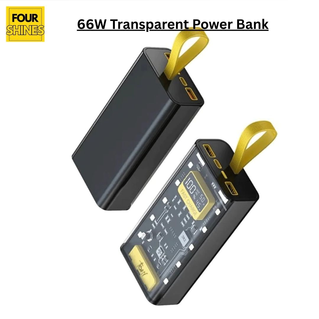 66W Transparent Power Bank, 20,000mAh PD Fast Charging with Digital Display