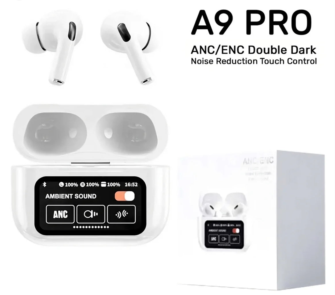 Airpods A9 Pro Wireless Earbuds, Bluetooth 5.4 Touch Screen Display,