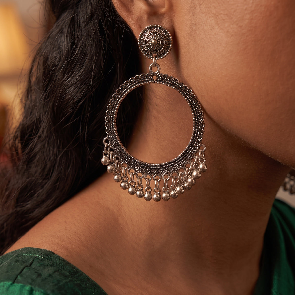Oxidised Chandbali