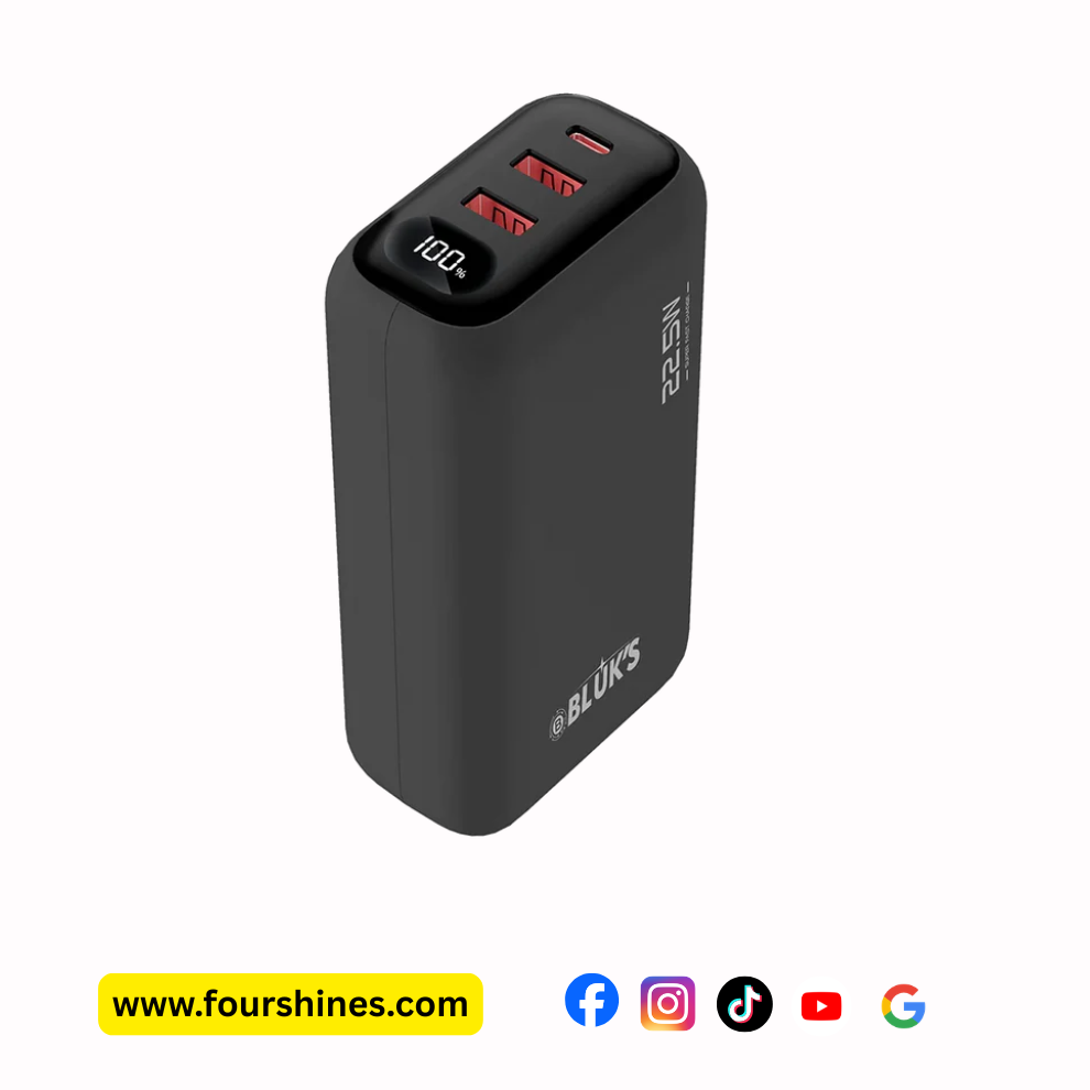 Bluk's BX-401 Power Bank 30,000mAh - 22.5W Fast Charging with Built-in Cables & LED Display