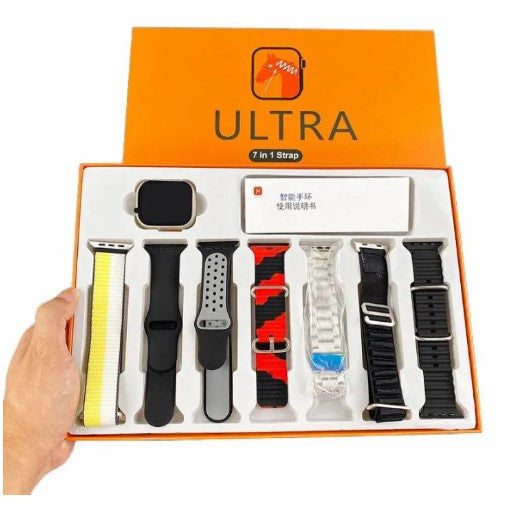 Ultra /Crown G100 7in1, 2.1 Inch HD Screen, Bluetooth Calling Smart Watch With 7 Straps