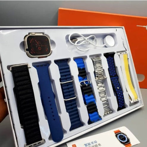 Ultra /Crown G100 7in1, 2.1 Inch HD Screen, Bluetooth Calling Smart Watch With 7 Straps