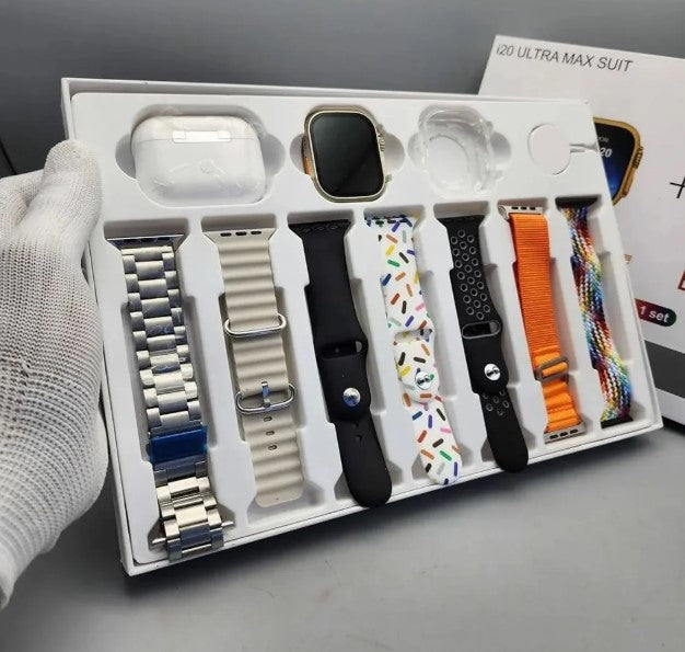 Smart Watch Combo,i20 Ultra Max Suit (10in1) with Earphones