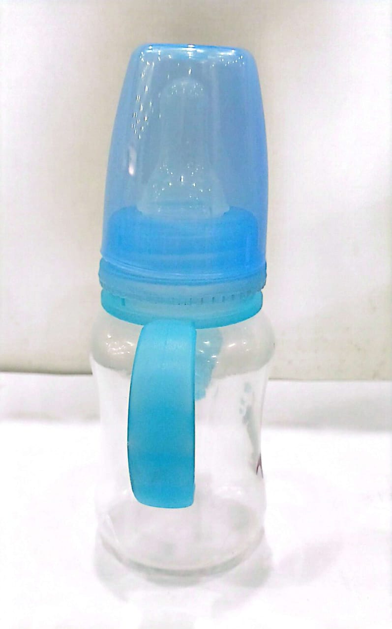 Green Apple regular-neck feeding bottle with handle │ Baby Feeder│Transparent bottom│150ml