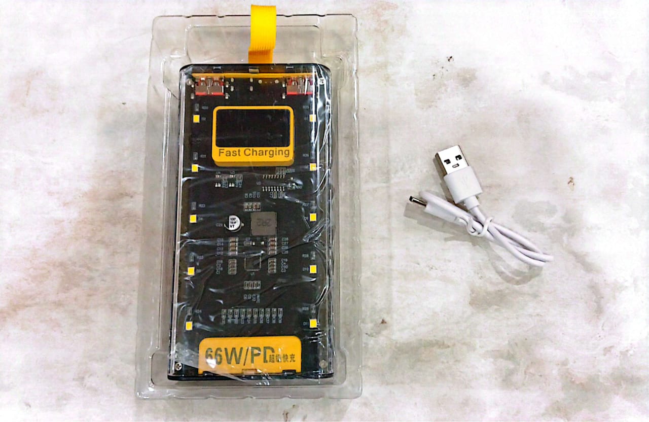 66W Transparent Power Bank, 20,000mAh PD Fast Charging with Digital Display