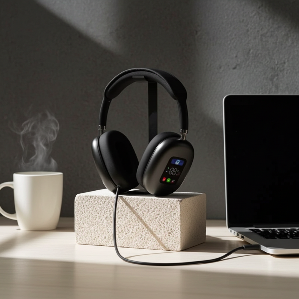 AKZ Max700 Wireless Headphones - On-Ear Bluetooth with Digital Display