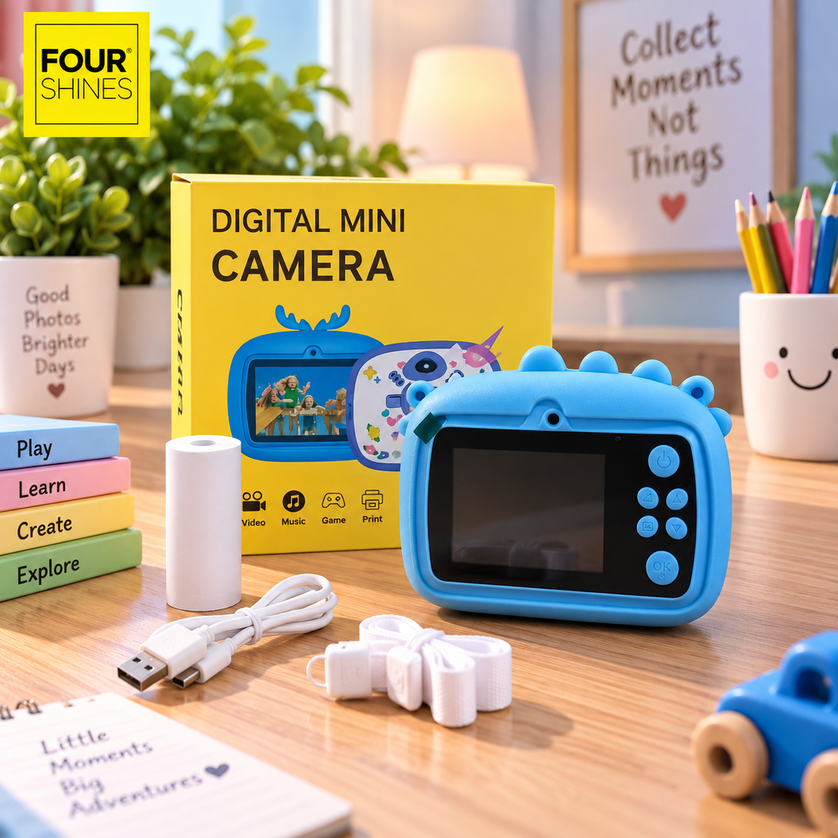 Digital Mini Camera for Kids with Print Function | Dinosaur Design