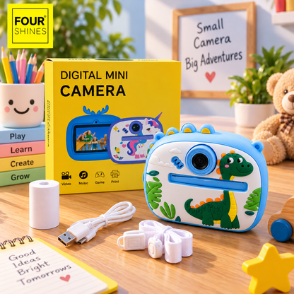 Digital Mini Camera for Kids with Print Function | Dinosaur Design