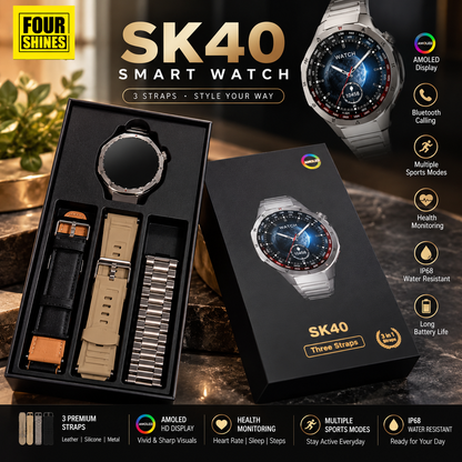 Kalobee SK40 Smart Watch | AMOLED Display with 3 Interchangeable Straps