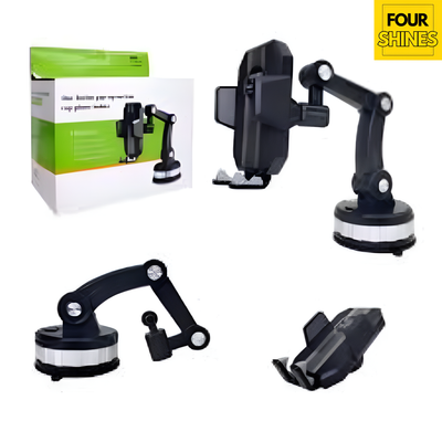 Set of car phone holders with packaging and 'FOUR SHINES' branding.