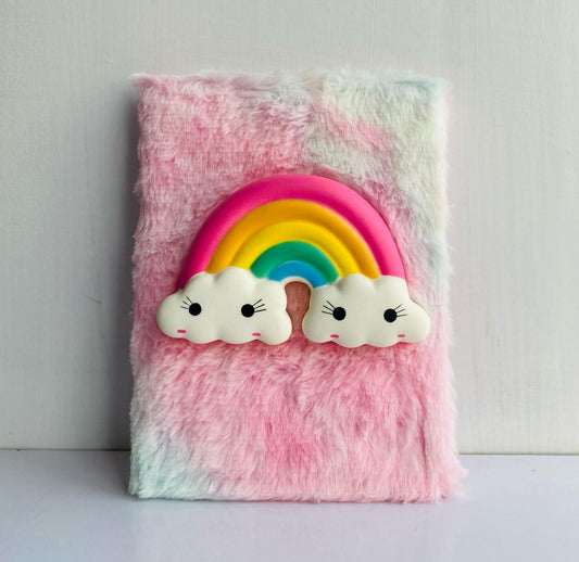 Beautiful Fancy Fur Diary A5 Size - with Rainbow