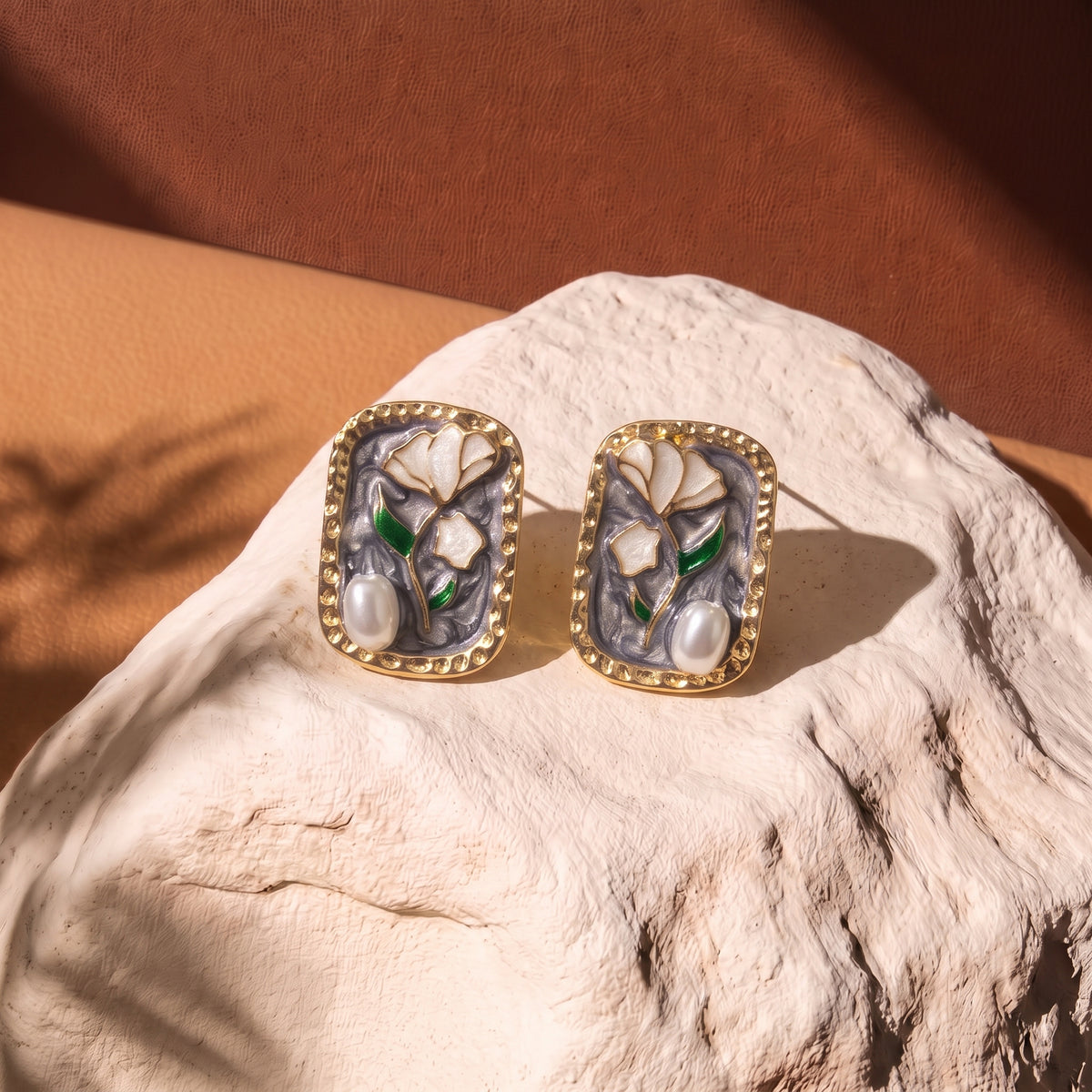 FLORAL STUDS RECTANGLE