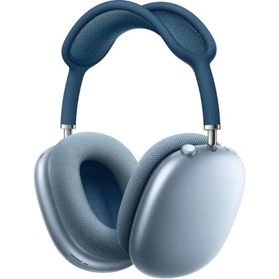 Blue headphones with a white background
