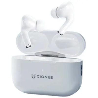 Gionee wireless earbuds with charging case on a white background