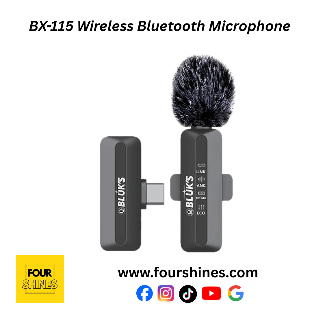 BLUK’S BX-115 Professional Wireless Bluetooth Microphone - Lavalier Collar Mic ANC