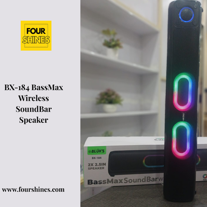 BassMax BX-184 Wireless SoundBar Speaker - 20W Dual Driver Bluetooth 5.3 with FM Radio