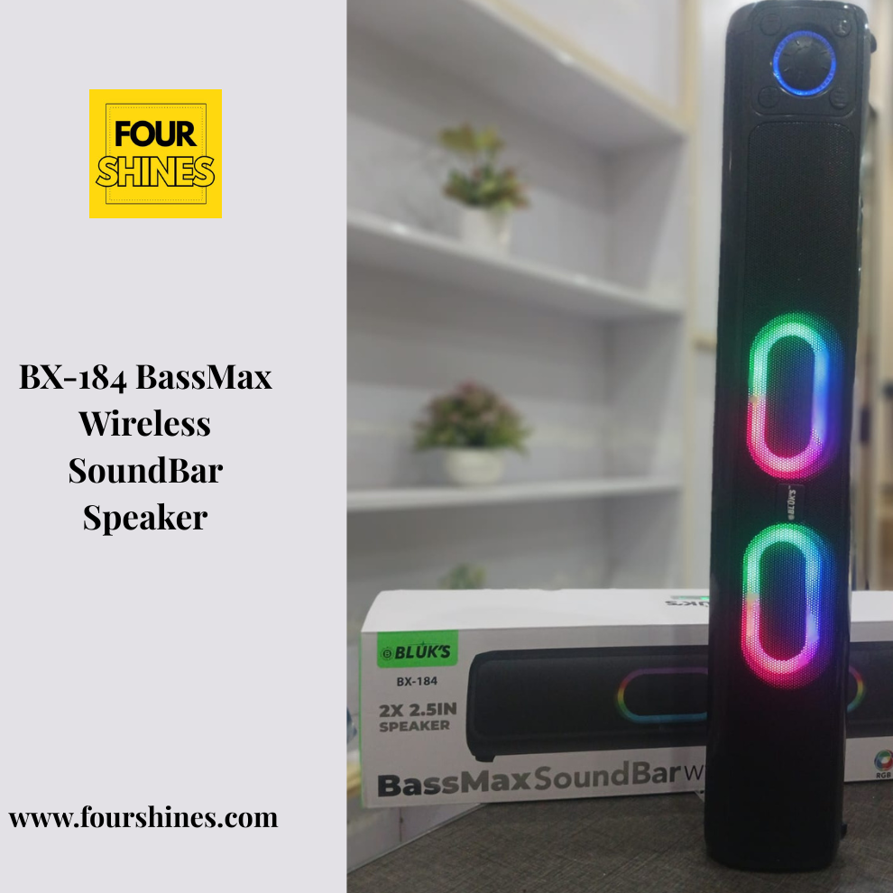 BassMax BX-184 Wireless SoundBar Speaker - 20W Dual Driver Bluetooth 5.3 with FM Radio