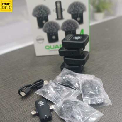 BLUK BX-24 Wireless Lavalier Microphone - 4 Mics Dual Channel ANC System. All in One