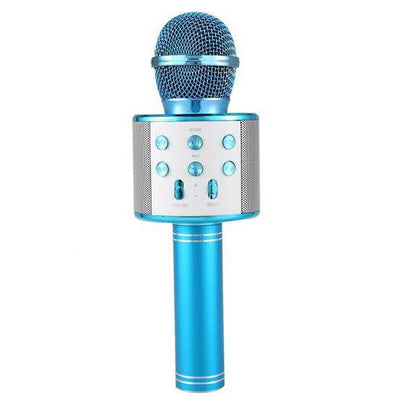 Blue portable bluetooth karaoke microphone