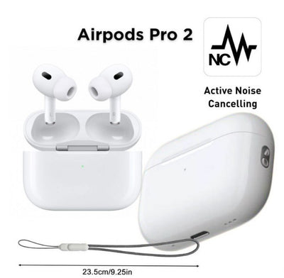 Apple AirPods Pro 2nd Generation with USB Type-C charging case, white color.