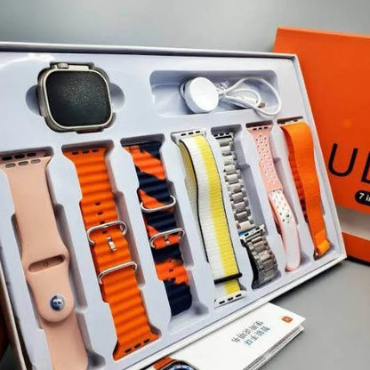 Ultra /Crown G100 7in1, 2.1 Inch HD Screen, Bluetooth Calling Smart Watch With 7 Straps