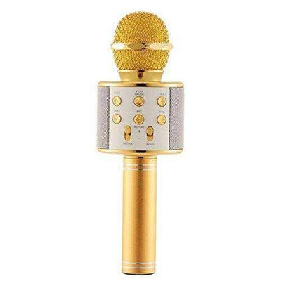 Gold wireless karaoke microphone with LED display