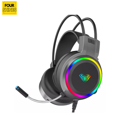 Gaming headset with RGB lighting on a white background