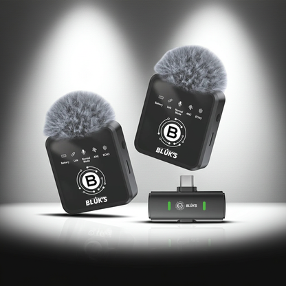 BLUK'S BX-18 Dual Wireless Lavalier Mic - 2 Transmitters ANC Bluetooth