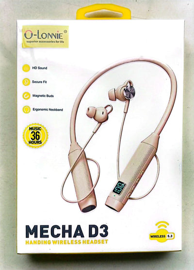 O-Lonnie MECHA D3 wireless headset packaging on a white background