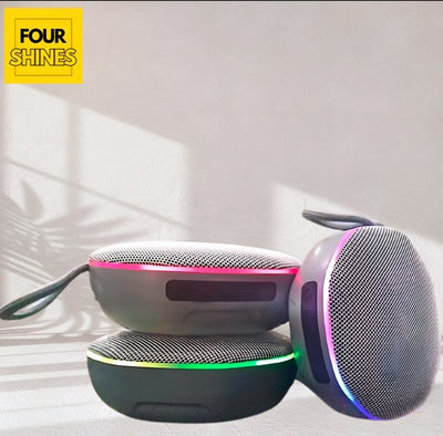 Modern electronic device with colorful lighting on a white background, featuring the 'Four Shines' brand.