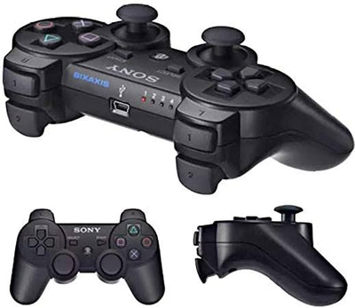 Black gaming controller with 'Sony' branding on a white background