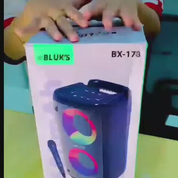 BLUK'S BX-178 Portable Bluetooth Speaker – RGB Lights, Wired Mic & Karaoke