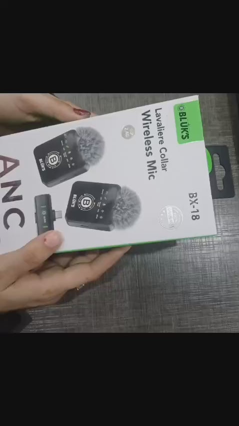 Load video: BLUK'S BX-18 Dual Wireless Lavalier Mic - 2 Transmitters ANC Bluetooth