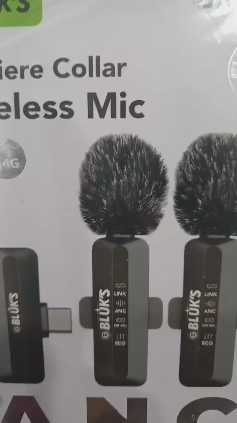 Load video: BLUK’S BX-116 Dual Wireless Lavalier Mic - ANC &amp; Reverb Mode iPhone &amp; Type-C