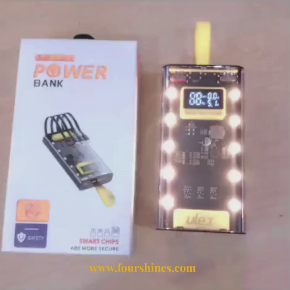 Load video: Ulex 22.5W Power Bank 20,000mAh - Built-in Cables Fast Charging