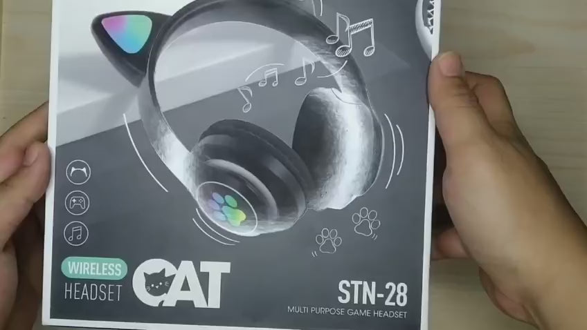 Load video: Cat Ear Headphones (BT 5.0, Wireless LED) STN‑28